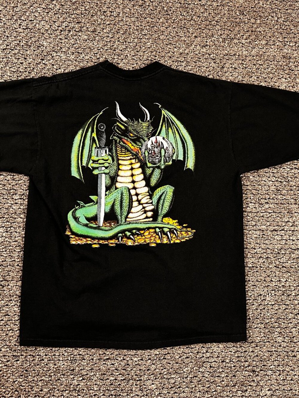 Vintage 90s Excalibur Hotel Casino Las Vegas T-Shirt Gambling XL Dragon Black